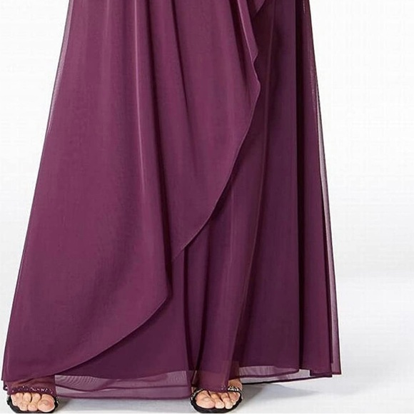 Adrianna Papell Evening Bridesmaid Gown Purple, Plum, Amethyst, Dark Violet - Picture 4 of 12